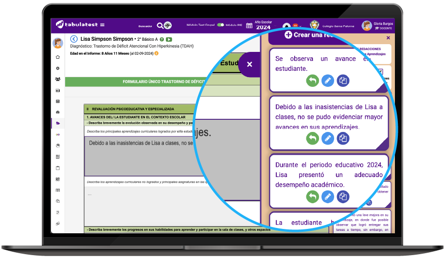 Formulario FUR con banco de redacciones