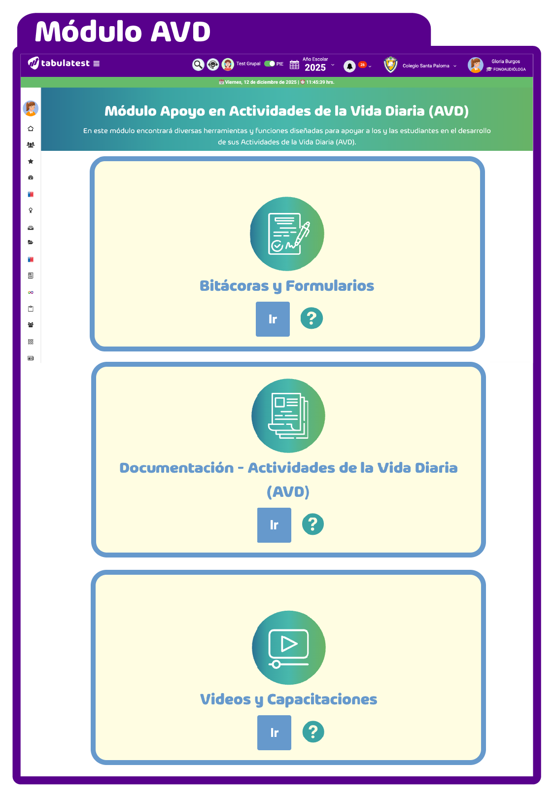 Ejemplo del módulo AVD pantalla 1