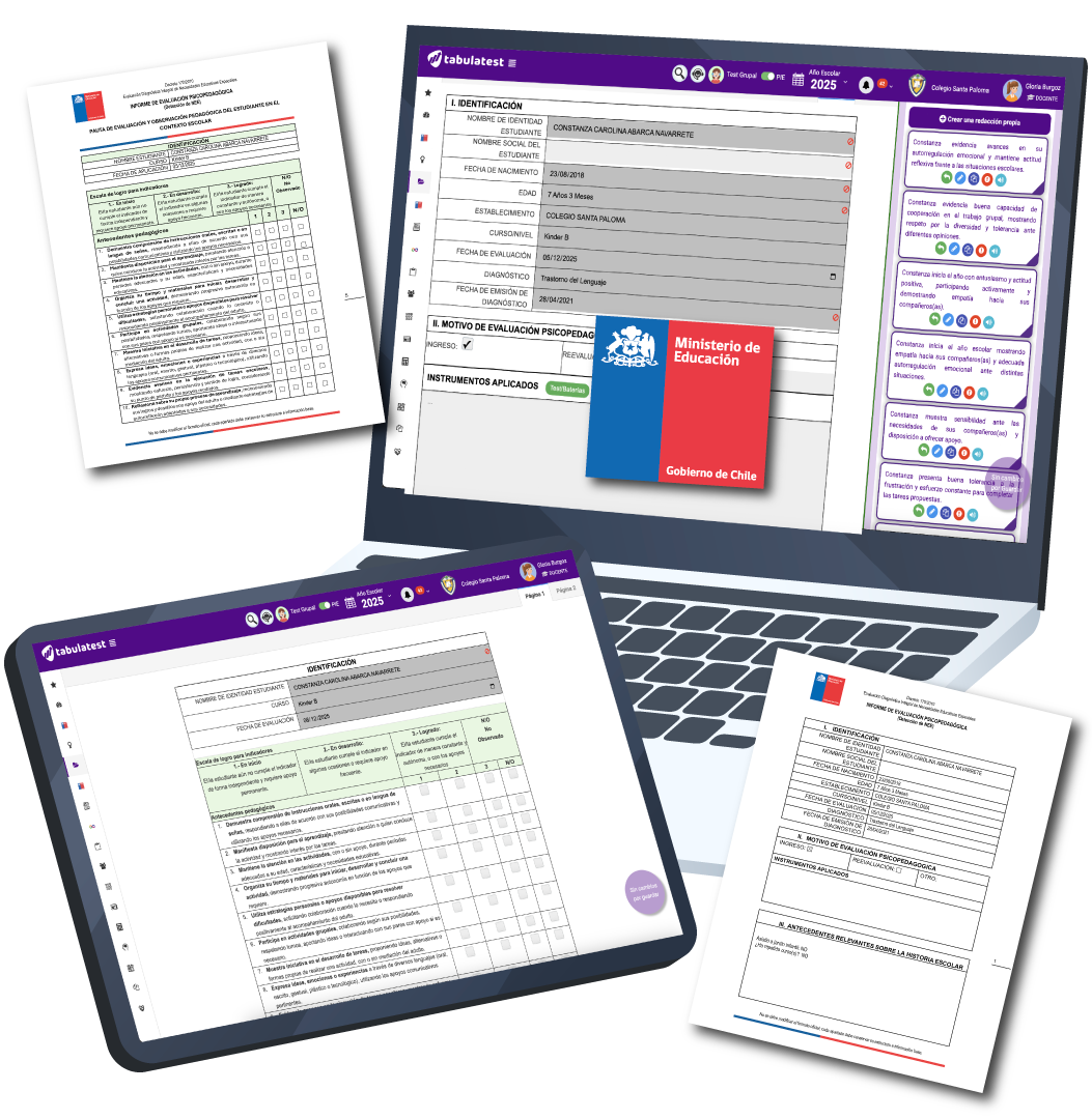 Informe Psicopedagógico Mineduc potenciado con TabulaIA+